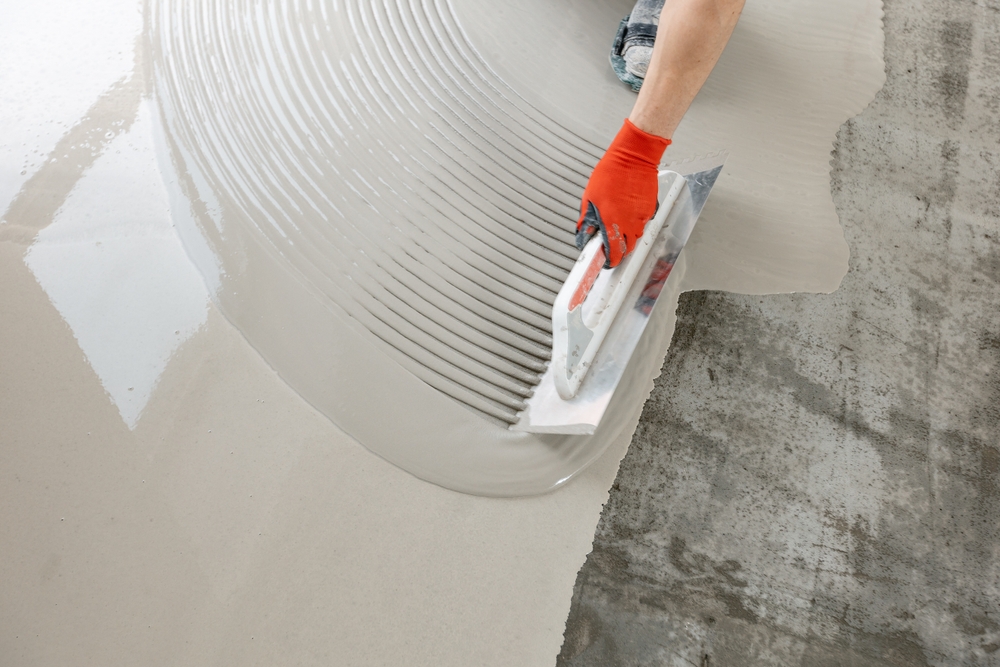Top,View,New,Screed,Concrete,With,Self,Leveling,Cement,Mortar