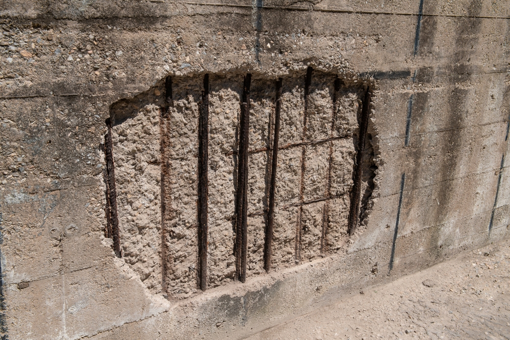Rust,And,Oxidized,Metal,On,A,Building,With,Reinforced,Concrete