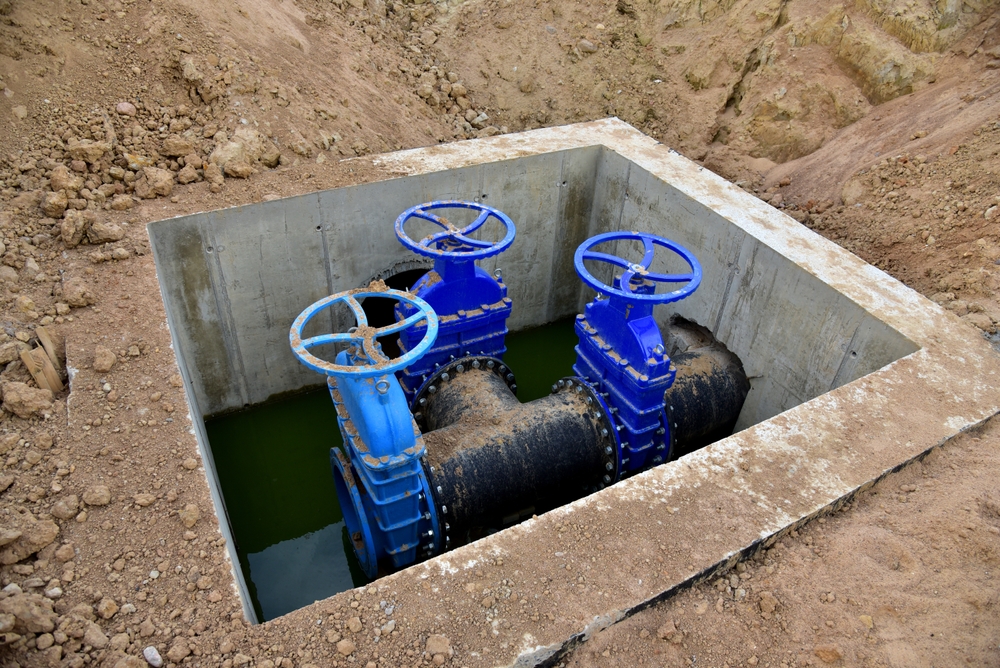 Sewer,Construction.,Gate,Valves,In,Valve,Pit,Of,Underground,Piping