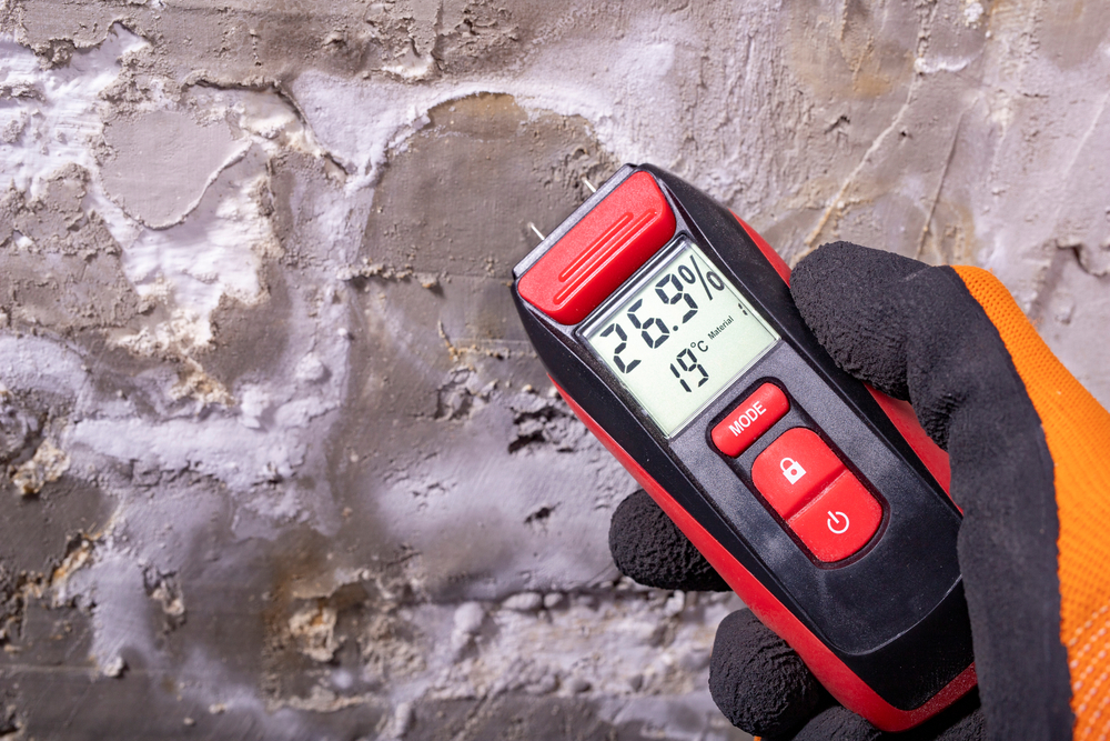 Rising damp is caused by the capillary action of water that causes moisture to rise from the ground or floor.